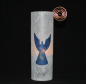 Preview: Engel-Teelichtglas weiss / blau Höhe: 15 cm