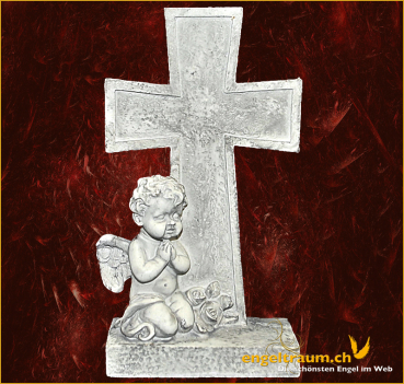 Engel betend mit Kreuz Höhe: 18 cm