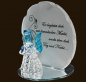 Preview: Glasengel blau mit Engelspruch (Figur 1) Höhe: 10 cm