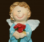 Preview: Engel hellblau mit Blumenstrauss Höhe: 8 cm