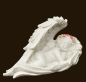 Preview: Engelchen schlafend in Flügel mit rosa Rosen (Figur 2) Höhe: 3,5 cm