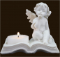 Preview: Engel mit Teelicht auf Buch (Figur 1) Höhe: 8,5 cm