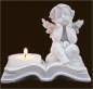 Preview: Engel mit Teelicht auf Buch (Figur 2) Höhe: 8,5 cm
