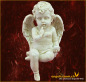 Preview: Engel auf Kante sitzend mit Vogel Höhe: 18 cm