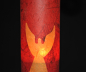 Preview: Engel-Teelichtglas rot / orange Höhe: 15 cm