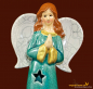 Preview: Engelfigur mit Sternenkleid türkis (Figur 1) Höhe: 29,5 cm