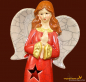 Preview: Engelfigur mit Sternenkleid rot (Figur 1) Höhe: 29,5 cm