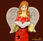 Preview: Engelfigur mit Sternenkleid rot (Figur 2) Höhe: 29,5 cm