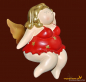 Preview: Engel-Frau auf Kante sitzend rot (Figur 1) Höhe: 12 cm