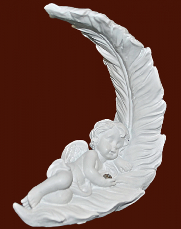 Engel schlafend in Feder (Figur 2) Höhe: 12,5 cm
