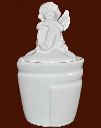 Engel-Topf Keramik weiss Höhe: 14 cm