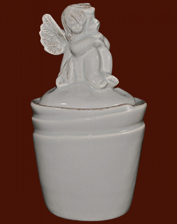 Engel-Topf Keramik braun Höhe: 14 cm