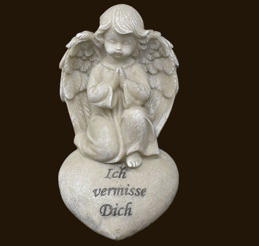 Engel auf Herz «Ich vermisse dich» Höhe 18 cm