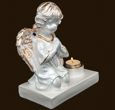 Weisser Engel mit Teelicht Höhe: 22 cm