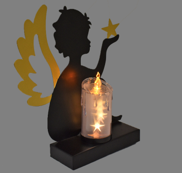 Engel-Silhouette mit LED-Kerze Höhe: 28,5 cm