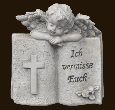 Engel mit Buch «Ich vermisse Euch» Höhe: 14 cm