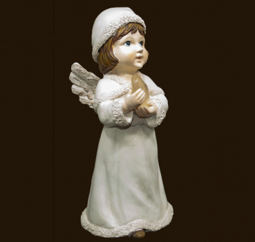 Winter-Engel stehend mit Herz (LED-Beleuchtung) Höhe: 25 cm