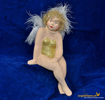 Engelfrau sitzend gold (Figur 2) Höhe: 22 cm