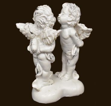 Engelpaar mit Silberglitzer auf Herz Höhe: 12 cm