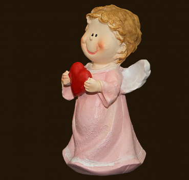 Engel rosa mit «LOVE»-Herz Höhe: 8 cm