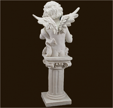 Engelfigur auf Säule sitzend Höhe: 36 cm