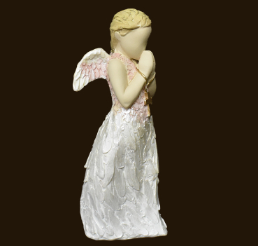 Engel-Skulptur stehend mit Kreuz Höhe 15 cm