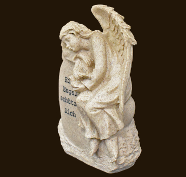 Engel auf Stein mit Taube «Ein Engel schütze Dich» Höhe: 18 cm
