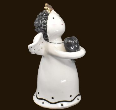 Keramik-Engel weissmit Herz (Figur 2) Höhe: 18 cm