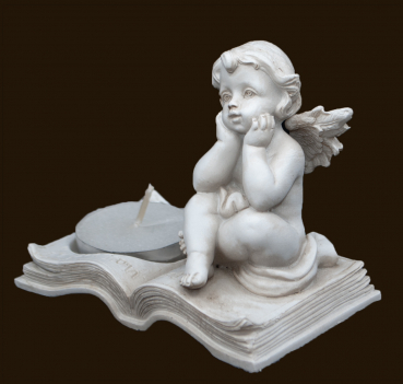 Engel mit Teelicht auf Buch (Figur 2) Höhe: 7 cm