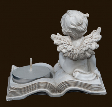 Engel mit Teelicht auf Buch (Figur 3) Höhe: 7 cm