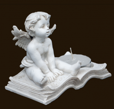 Engel mit Teelicht auf Buch (Figur 4) Höhe: 7 cm