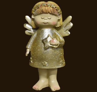 Gold-Engel mit Stern Höhe 13 cm