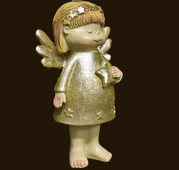 Gold-Engel mit Stern Höhe 13 cm