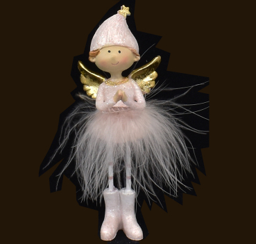 Engel mit Federkleid pink (Figur 1) Höhe: 14 cm