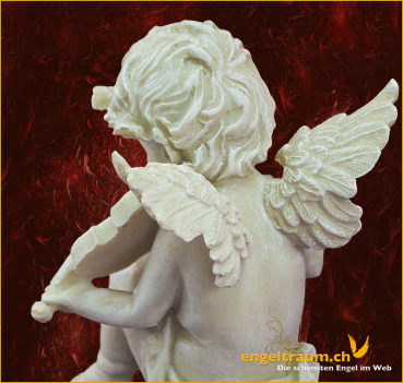 Engel mit Geige auf Kante sitzend Höhe: 16 cm