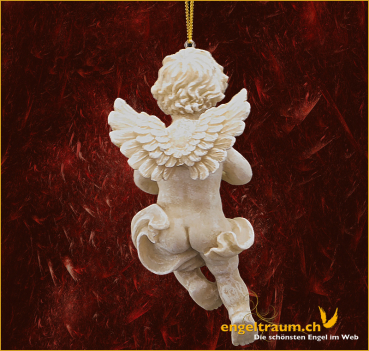 Engelfigur mit Horn zum Aufhängen Höhe: 12 cm