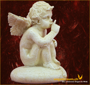 Engel sitzend auf Herz «Pssst...» Höhe: 7 cm