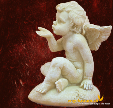 Engel sitzend auf Herz Kusshand Höhe: 7 cm