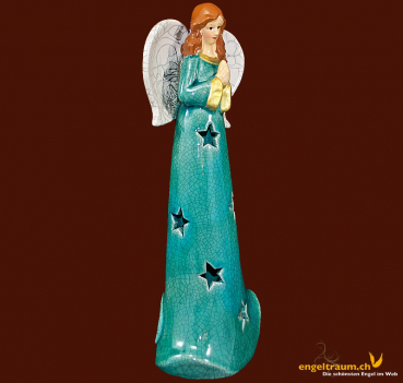 Engelfigur mit Sternenkleid türkis (Figur 1) Höhe: 29,5 cm