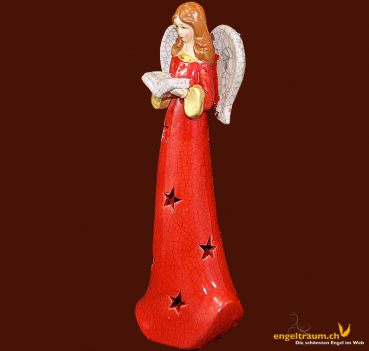 Engelfigur mit Sternenkleid rot (Figur 2) Höhe: 29,5 cm