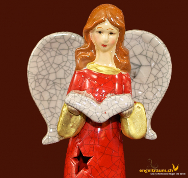 Engelfigur mit Sternenkleid rot (Figur 2) Höhe: 29,5 cm