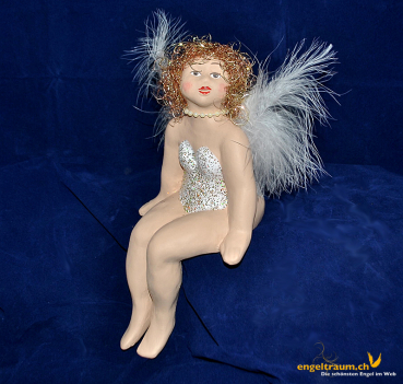 Engelfrau sitzend weiss und gold (Figur 1) Höhe: 22 cm
