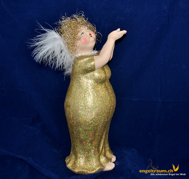 Engel-Madame in goldenem Kleid Höhe: 32 cm
