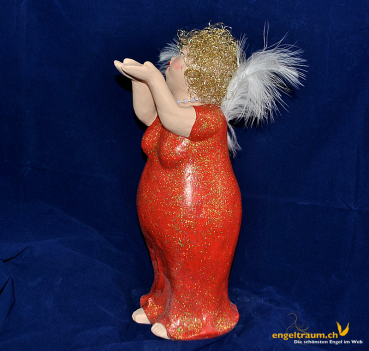 Engel-Madame in rotem Kleid Höhe: 32 cm