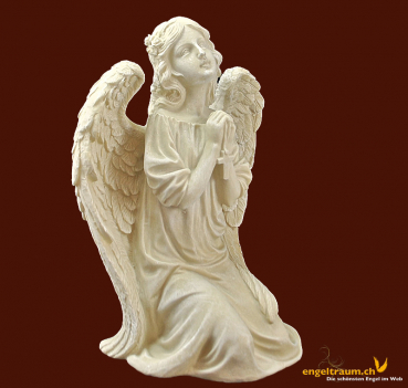 Betende Engelfigur mit Kreuz Höhe: 33 cm
