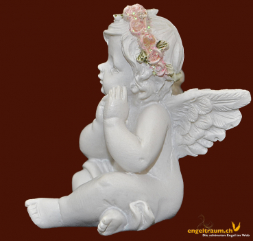 Engelchen sitzend mit Blütenkranz (Figur 1) Höhe: 5 cm