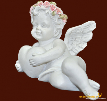 Engel liegend mit Herz und Blütenkranz (Figur 2) Höhe: 5 cm