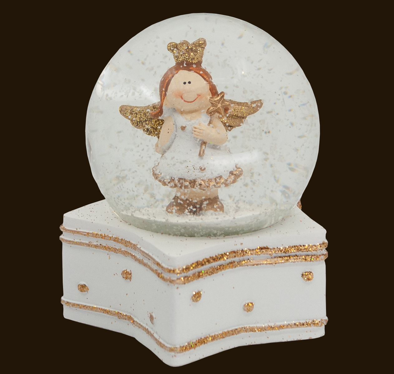 Schneekugel Engel silber/weiß oder gold/weiß diverse Motive 9 cm 
