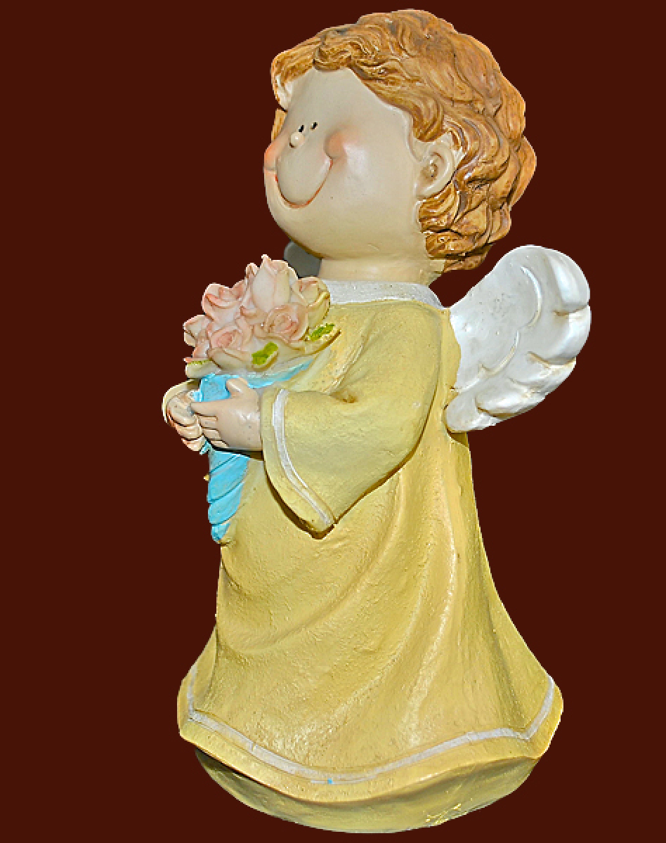 Engel stehend mit Blumen Höhe: 19 cm