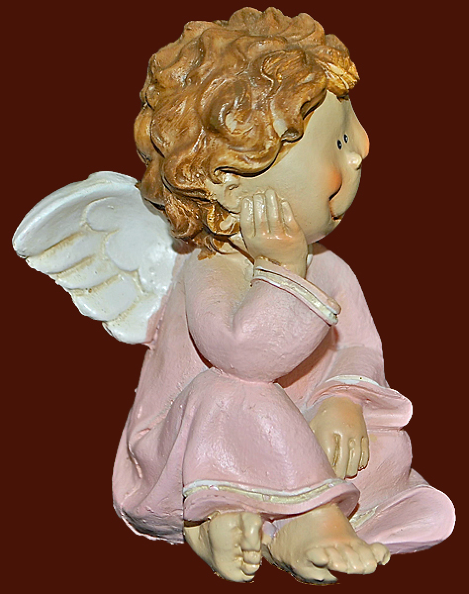 Engel sitzend rosa Höhe: 9 cm